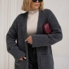 Oversize Strickmantel Strickjacke lang Cardigan Graphit Grau S-XL