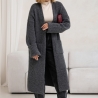 Oversize Strickmantel Strickjacke lang Cardigan Graphit Grau S-XL