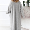 Langer oversize Strickmantel Strickjacke Cardigan Hellgrau  S-XL