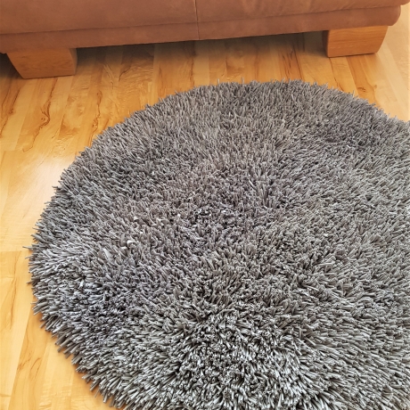 handgeknüpfter runder Teppich grau Unikat Handarbeit neu Hochflor