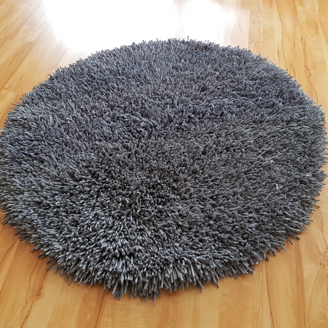 handgeknüpfter runder Teppich grau Unikat Handarbeit neu Hochflor