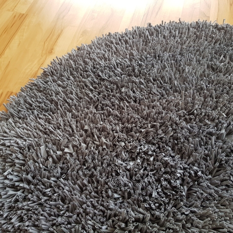 handgeknüpfter runder Teppich grau Unikat Handarbeit neu Hochflor
