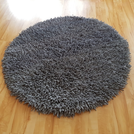 handgeknüpfter runder Teppich grau Unikat Handarbeit neu Hochflor