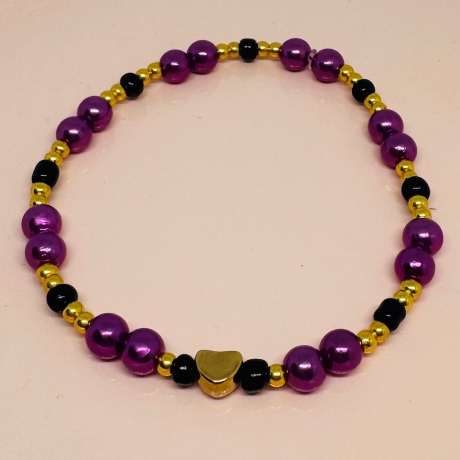 Perlenarmband mit Herz | Handgemachtes Armband Perlenschmuck 
