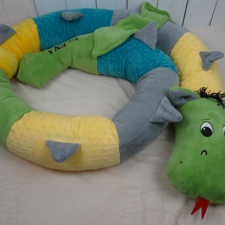 Bettschlange Drache, Puckschnecke, Bettrolle, Wickeltischrolle