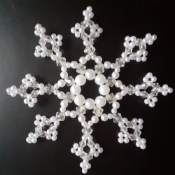 Perlenstern,Schneeflocke, weiß/kristall, Handarbeit
