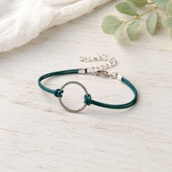 Lederarmband mit Ring Silver Circle - Schmuck aus Leder