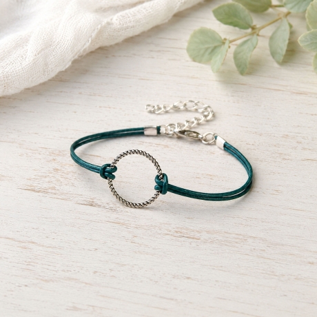 Lederarmband mit Ring Silver Circle - Schmuck aus Leder