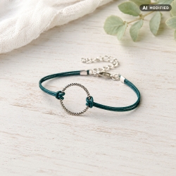Lederarmband mit Ring Silver Circle - Schmuck aus Leder