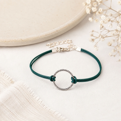 Lederarmband mit Ring Silver Circle - Schmuck aus Leder