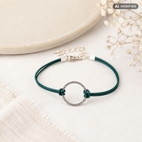 Lederarmband mit Ring Silver Circle - Schmuck aus Leder