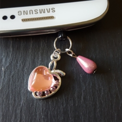 Staubschutz Apfel-Anhänger glänzend rosa Strass