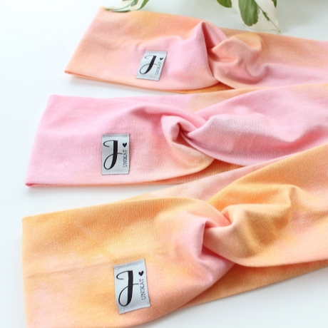 Haarband Stirnband Batik Optik Orange Rosa Handmade Limitiert