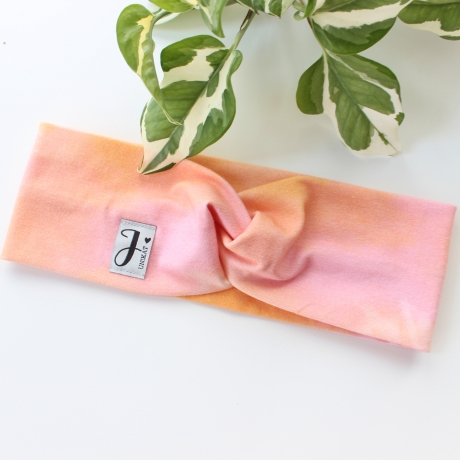 Haarband Stirnband Batik Optik Orange Rosa Handmade Limitiert