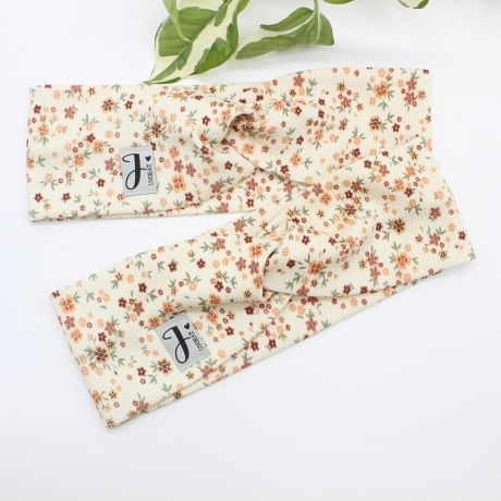 Haarband Stirnband Blumen Beige Handmade Limitiert