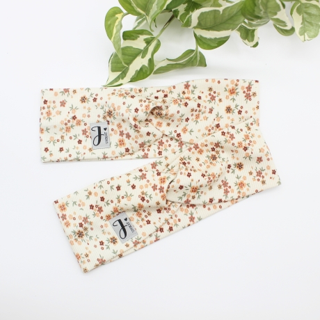 Haarband Stirnband Blumen Beige Handmade Limitiert