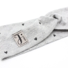 Haarband Stirnband Hellgrau mit Herzen Handmade Limitiert