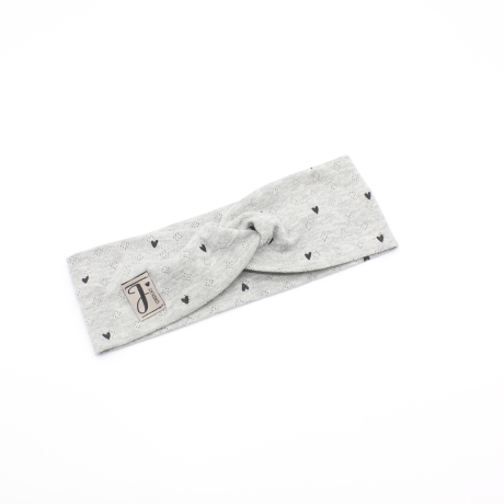 Haarband Stirnband Hellgrau mit Herzen Handmade Limitiert
