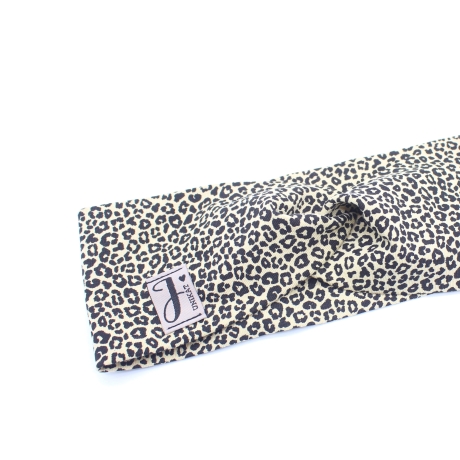 Haarband Stirnband Leoprint Beige Schwarz Handmade Limitiert