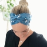 Haarband Stirnband Blau Winterblumen Handmade Limitiert
