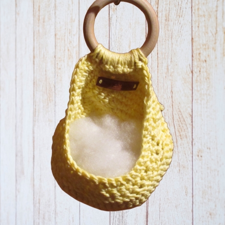 3 Hängekörbe Apricot, Mint & Pastellgelb - 100 % Baumwolle