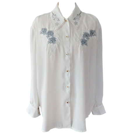 BESTICKTE VINTAGE-BLUSE WEISS