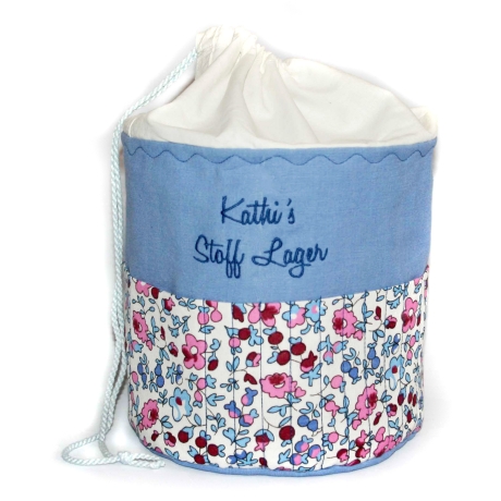 Projekttasche Handarbeitskorb Bobbeltasche Blumen Stricken