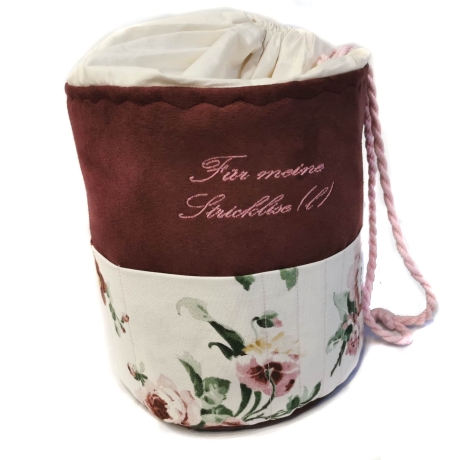 Projekttasche Handarbeitskorb Bobbeltasche Blumen Stricken