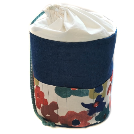 Projekttasche Handarbeitskorb Bobbeltasche Blumen Stricken