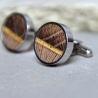 Manschettenknöpfe Holz – Eiche, Pitch Pine & Blattgold