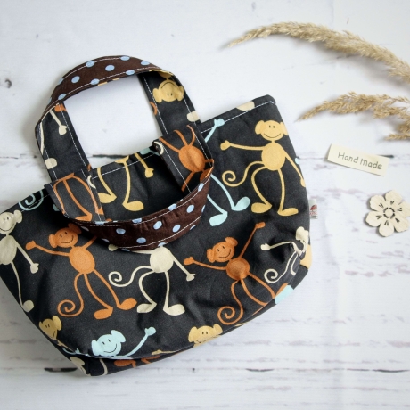 Tasche für Kinder mit Tiermotiv – Punkte & Affen - Geschenkidee