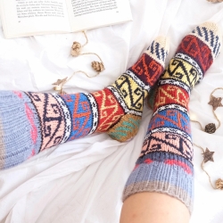 Handgestrickte Wollsocken/Wintersocken lange Kuschelsocken 38-40