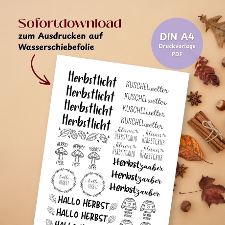 Kerzentattoo Vorlage – Herbstmotive als PDF zum Ausdrucken