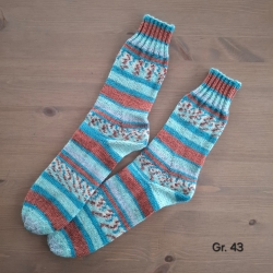 Stricksocken Gr. 43 handgestrickt Wollsocken Schurwolle/Polyamid