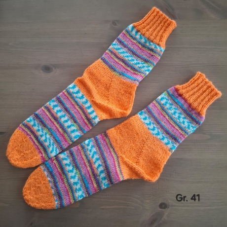 Stricksocken Gr. 41 handgestrickt Wollsocken Schurwolle/Polyamid