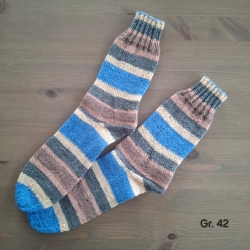 Stricksocken Gr. 42 handgestrickt Wollsocken Schurwolle/Polyamid