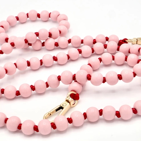 Handykette/ Holzperlenkette mit Karabinern Rosa/Rot