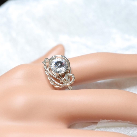 925er Ring mit Swarovski® Xirius 8 mm crystal foiled