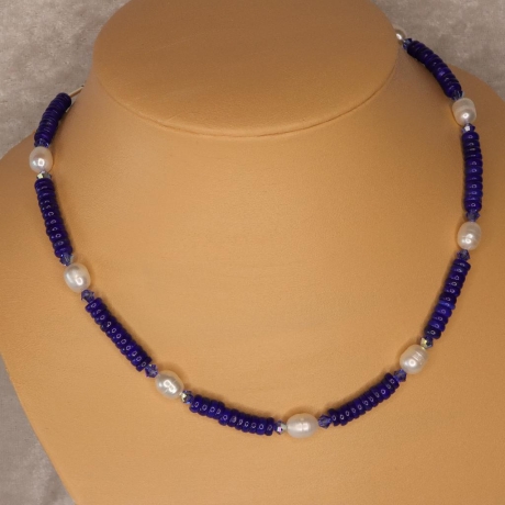 925er Collier aus Lapislazuli, Zuchtperlen und Swarovski® Xilions