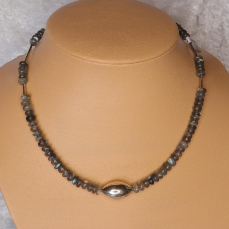 925er Collier mit schillernden Labradorit Reifen