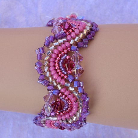 925er Armband in Wellenoptik mit Swarovski® Xilions pink lila