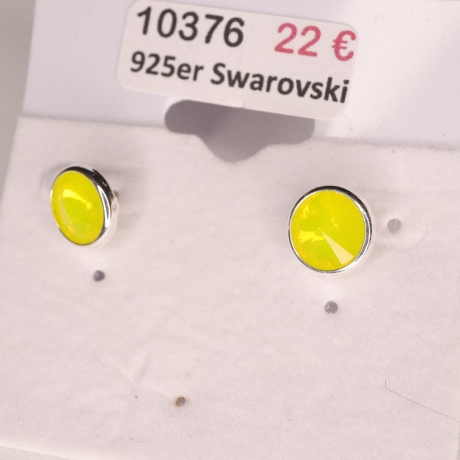 925er Ohrstecker mit Swarovski® Rivoli 8mm yellow opal
