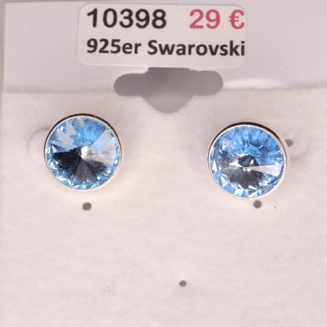 925er Ohrstecker mit Swarovski® Rivoli 10mm aquamarine
