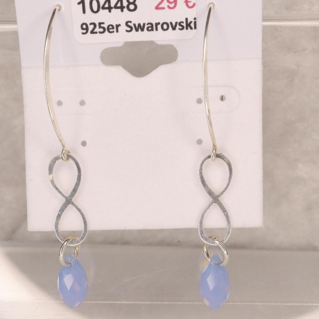 925er Ohrringe mit Swarovski® Tropfen 6010 air blue opal