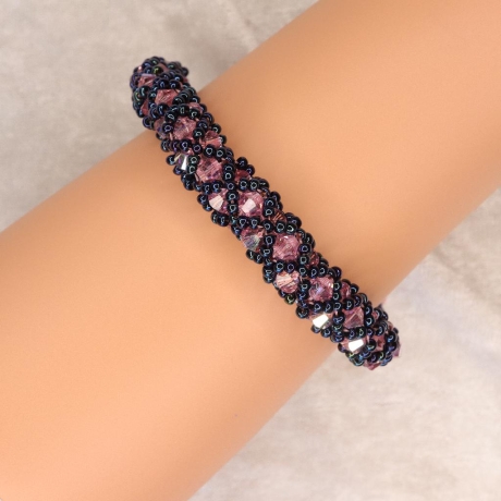 925er Armband in Rauten Optik mit Swarovski® Xilions rose AB