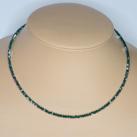 925er Collier aus Swarovski® Xilions 3mm emerald AB (162)