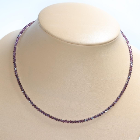 Feines 925er Collier mit Swarovski® Xilions 3mm amethyst AB (167)