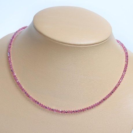 Feines 925er Collier mit Swarovski® Xilions 3mm rose AB (169)