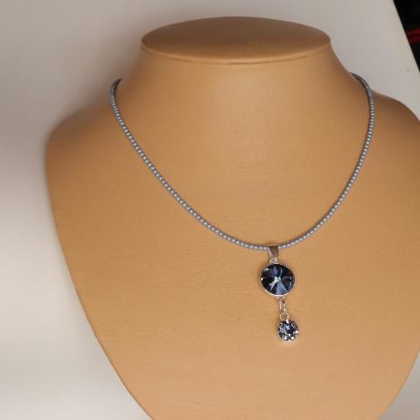 Feines 925er Collier aus Swarovski® Elementen mit Anhänger