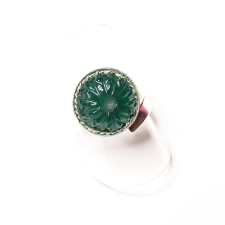 925er Ring größenverstellbar mit 14mm Cabochon grüner Onyx